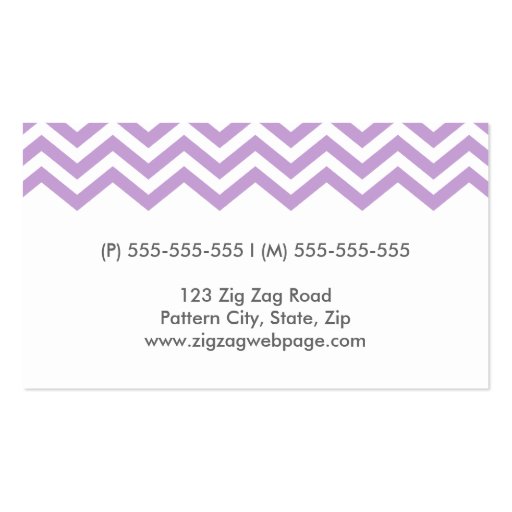 Modern lavender chevron pattern business card (back side)