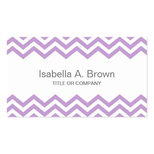 Modern lavender chevron pattern business card (front side)
