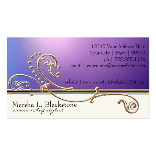 Modern Lavish Elegant Upscale Jewel Look Salon Spa Business Card Templates (back side)