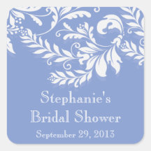 Modern Leaf Damask Bridal Shower Postage Stamp Sticker
