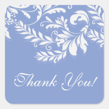 Modern Leaf Damask Thank You Postage Stamp Stickers