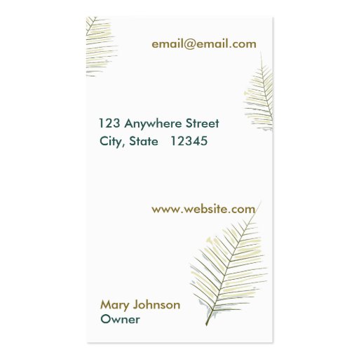 Modern Leafy Business Card (back side)