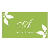 Modern Leaves Business Cards - Green/White