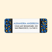 Modern Leopard Print Return Address Label (blue) labels