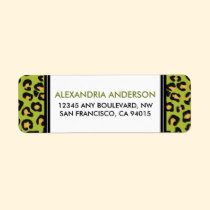Modern Leopard Print Return Address Label (lime) labels