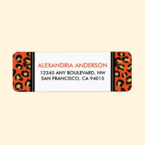 Modern Leopard Print Return Address Label (orange) labels