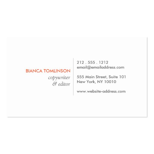 Modern Letterform Logo V for Authors and Writers Business Cards (back side)