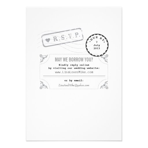 Modern Library Card Wedding Invitation