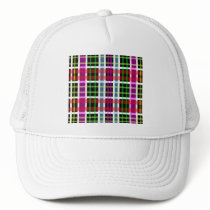 Modern light green black and red plaid trucker hat