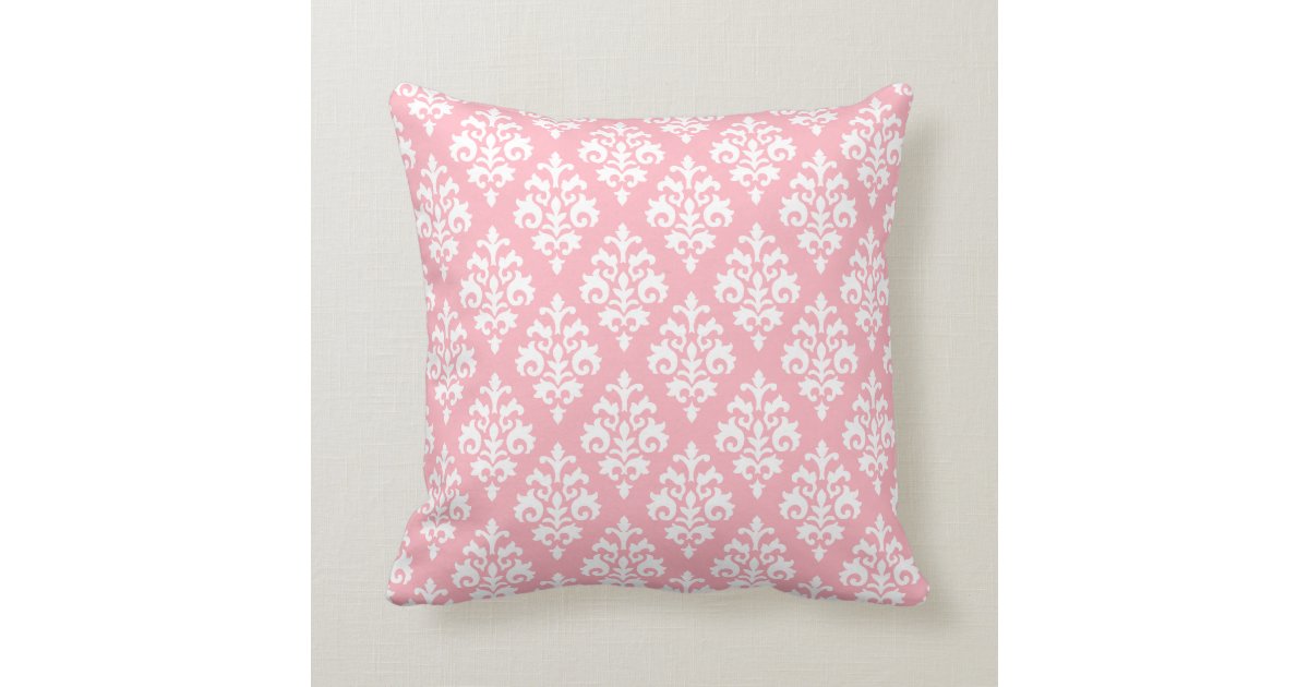 Modern Light Pink and White Damask Throw Pillow Zazzle