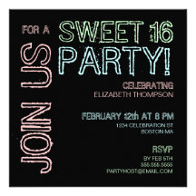 Modern Lights Sweet 16 Birthday Party Invitation