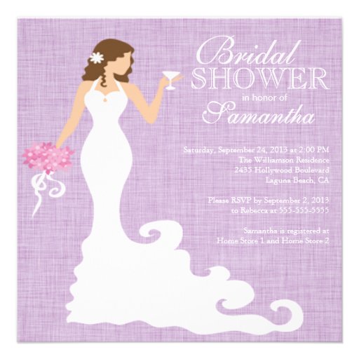 Modern Lilac Purple Bride Wine Bridal Shower Personalized Invites