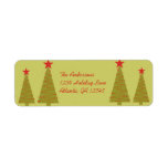 Modern Lime and Orange Christmas Trees Custom Return Address Label