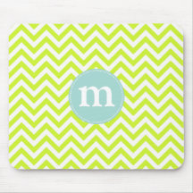 Modern Lime Green Chevron Personalized Mousepad