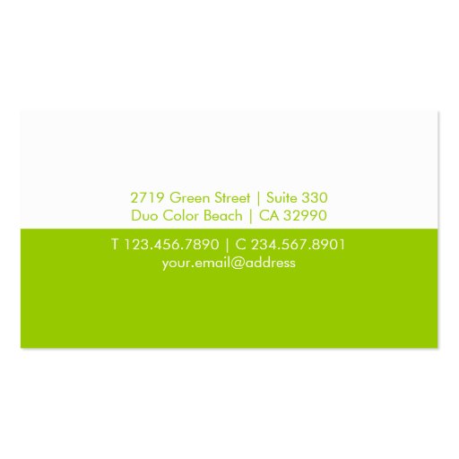 Modern Lime Green White Profile Card Business Card Template (back side)
