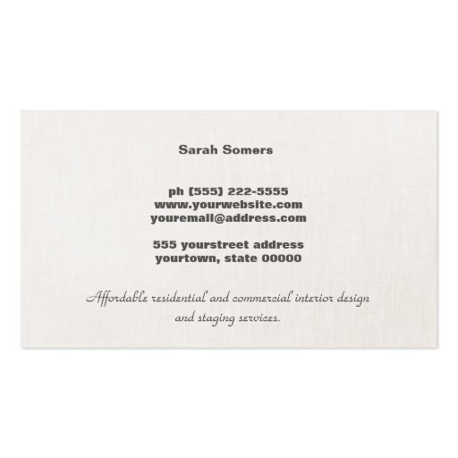 Modern Linen Silver Striped Stylish Gray Taupe Business Card Templates (back side)