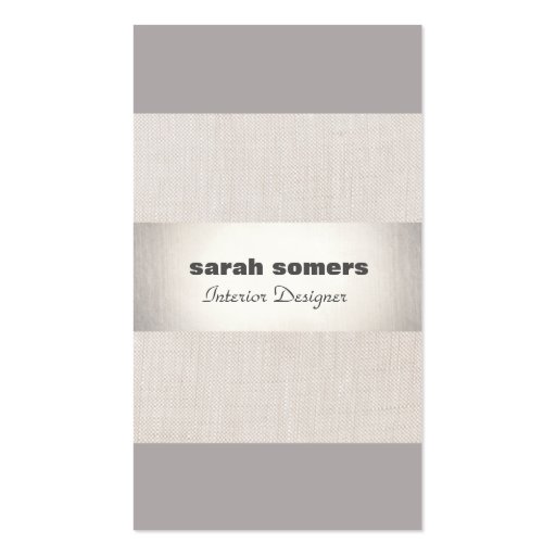Modern Linen Silver Striped Stylish Gray Taupe Business Card Templates (front side)