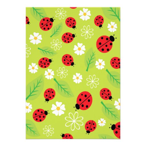 Modern Little Lady Red Ladybug Baby Shower Custom Announcements