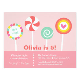 Modern Lollipop Candy Birthday Party Invitations