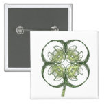 Modern Look Four Leaf Clover Fractal Art with Stem Pins