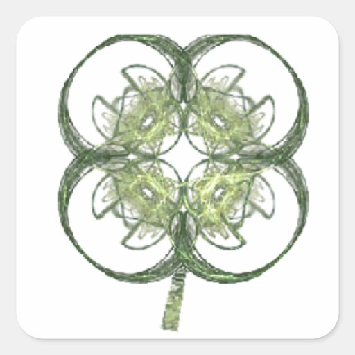 Modern Look Four Leaf Clover Fractal Art with Stem Stickers
