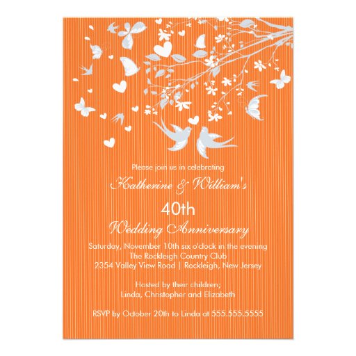 Modern Love Birds Anniversary Party Invitation (front side)