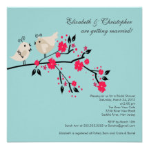Modern Love Birds Bridal Shower Invitation