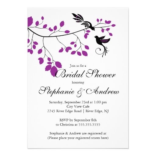 Modern Love Birds Couples Bridal Shower Invitation (front side)