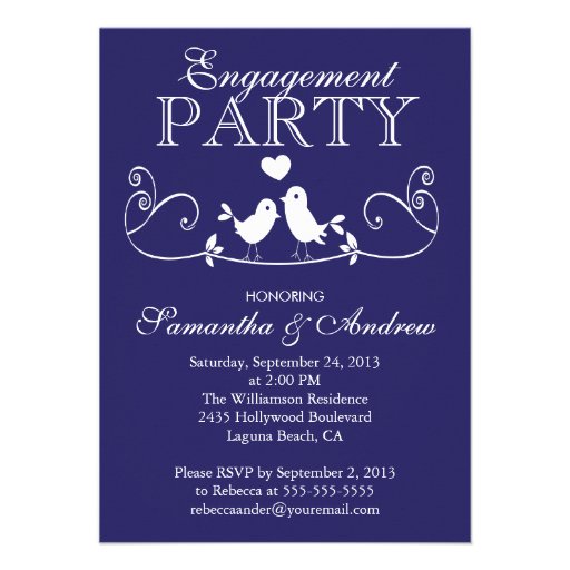 Modern Love Birds Engagement Party Invitations