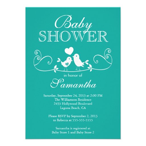 Modern Love Birds Neutral Baby Shower Invitation