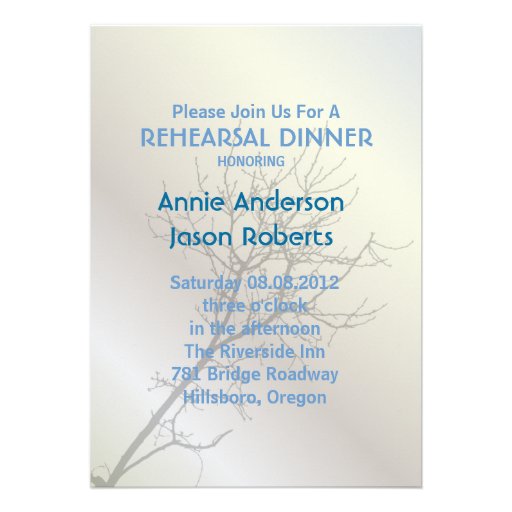 Modern Love Birds Tree Rehearsal Dinner Invitation