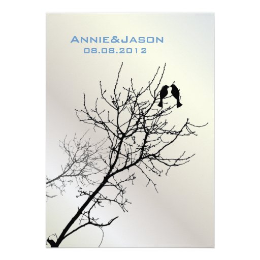 Modern Love Birds Tree Wedding Invitation 5