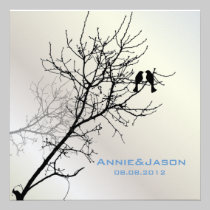 Modern Love Birds Tree Wedding Invitation invitations
