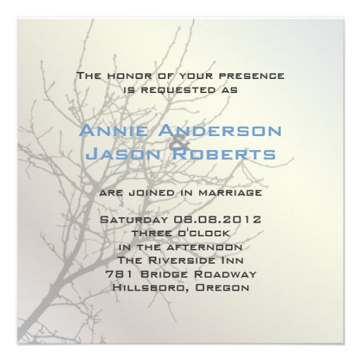 Modern Love Birds Tree Wedding Invitation