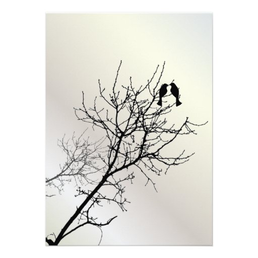 Modern Love Birds Tree white  Wedding Invitations