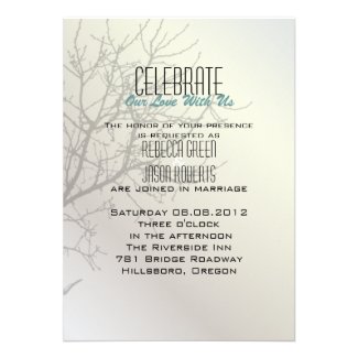 Modern Love Birds Tree white Wedding Invitations