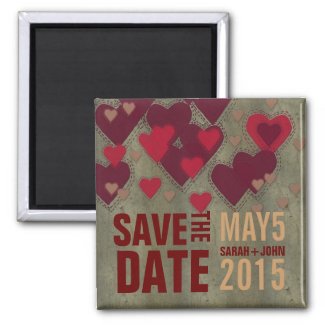 Modern Lovers Red Hearts Save the Date Magnet