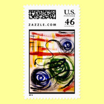 Modern Machinery Abstract Painting Stamp