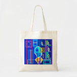 Modern man in blue transparent canvas bags