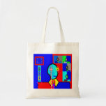 Modern man in dark blue and red canvas bag