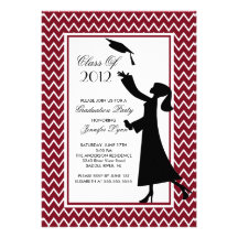 Modern Maroon Graduation Invitation Silhouette