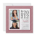Modern Maroon Stripes Photo Graduation Invitation invitation