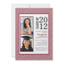 Modern Maroon Stripes Photo Graduation invitation invitation