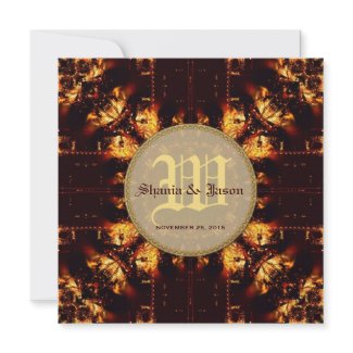 Modern Medieval Fire Monogram Wedding invitation