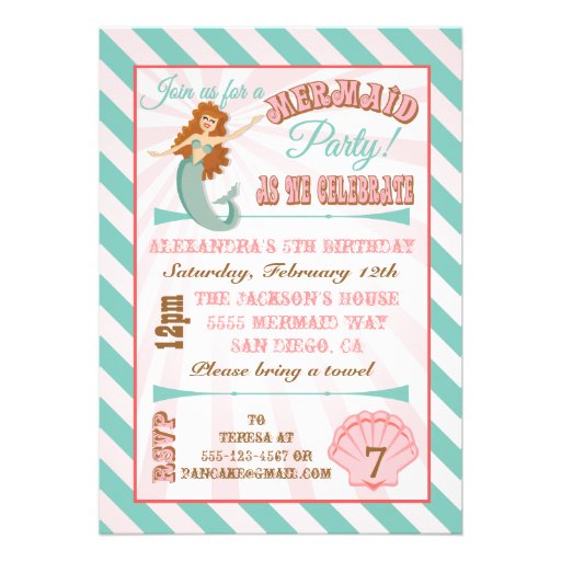 Modern Mermaid Birthday Party Invitation