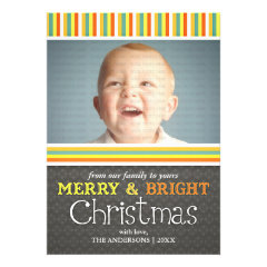 Modern Merry & Bright Colorful Christmas Photo Invite