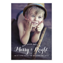Modern Merry & Bright Holiday Two Photo Card