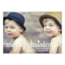 Modern Merry Christmas Big Photo Card Personalized Invitations