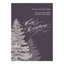 Modern Merry Christmas Holiday Cards Trees Personalized Invitations