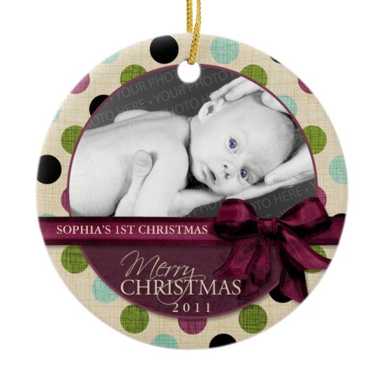 Modern Merry Christmas Polka Dots Ornament ornament